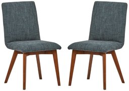 Amazon Brand – Rivet Ricky Mid-Century Modern Set of 2 Kitchen Dining Room Table Chairs, 37 Inch Height, Marine Blue