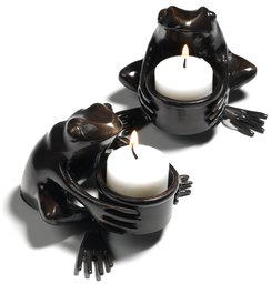 Strathwood Bronze-Finish Frog Tealight Holder, Set of 2