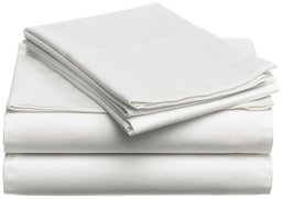 Pinzon Hemstitch 400-Thread-Count Egyptian Cotton Sateen Twin Sheet Set, Eggshell