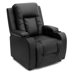 UMI Essentials Bonded Leather Recliner Armchair with Drink Holders - Reclining Chair Cinema Sofa