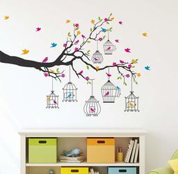 Amazon Brand - Solimo Wall Sticker for Living Room (Birdie House, Ideal Size on Wall - 133 cm x 90 cm)