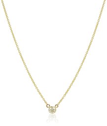 14k Yellow Gold Bezel Set Solitaire Adjustable Pendant Necklace (1/10cttw, K-L Color, I2-I3 Clarity), 16