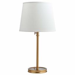 Amazon Brand – Stone & Beam Modern Traditional Living Room Table Desk Lamp With Light Bulb - 7 x 7 x 28 Inches, Brass with Linen Shade