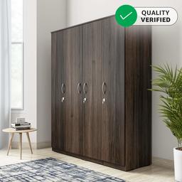 Amazon Brand - Solimo Alpha Engineered Wood 4-Door Wardrobe (Oak Finish)