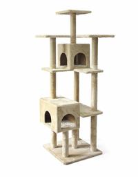 AmazonBasics Cat Tree with Dual Caves - Medium, Beige