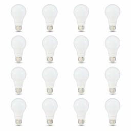 AmazonBasics A19 LED-Glühbirne, nicht dimmbar, 10.000 Stunden Lebensdauer, entspricht A19 40 Watt 16-Pack Tageslicht