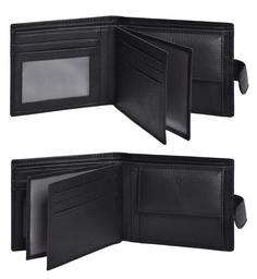 Eono by Amazon 7 Portefeuille en Cuir pour Carte de crédit- Portefeuilles RFID Slim pour Homme avec 2 Cartes d'identité, Poche à Monnaie (Noir)