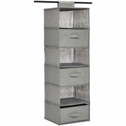 AmazonBasics Hanging Closet Shelf with 3 Removable Drawers, 6-Tier