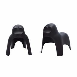 AmazonBasics Plastic Stackable Kids Chairs, Black Gorilla, 2-Pack