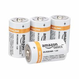 AmazonBasics D Cell Everyday Alkaline Batteries -Pack of 4 (Renewed)