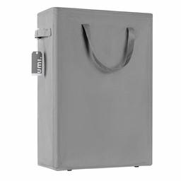 UMI 45L Slim Laundry Basket with Handles Small Portable Laundry Hamper Thin Narrow Dirty Clothes Hamper Collapsible Clothes Storage Bin （21 Inches, Grey）