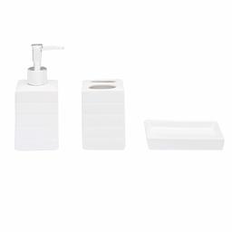 AmazonBasics 3-Piece Ceramic Bathroom Accessories Set, White