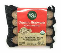 Whole Foods Market, Organic Chicken Sausage, Bratwurst (GAP - Step 3), 12 Ounce