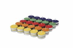 Amazon Brand - Solimo Colored Wax Tealight Candles (Set of 50, Unscented)