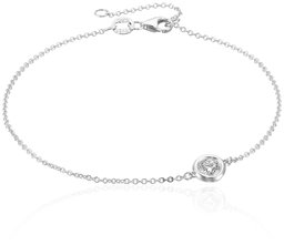 14k White Gold Solitaire Bezel Set Diamond with Lobster Clasp Strand Bracelet (1/3cttw, J-K Color, I2-I3 Clarity)