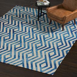 Amazon Brand – Rivet Modern Geometric Area Rug, 8 x 10 Foot, Blue, Ivory