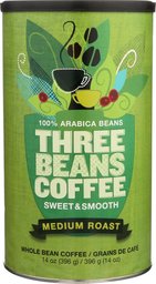 Three Beans Coffee, Coffee Medium Roast Whole Bean, 14 Ounce