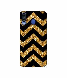 Amazon Brand - Solimo Designer Golden Zik Zak Pattern 3D Printed Hard Back Case Mobile Cover for Samsung Galaxy M21