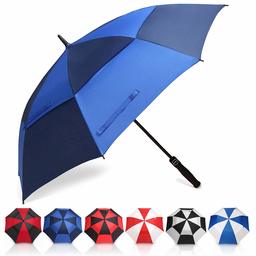 Eono by Amazon - Golf Umbrella 62 Inch Large Oversize Double Canopy Vented Windproof Waterproof Automatic Open Stick Umbrellas for Men and Women Navy/Royal Blue