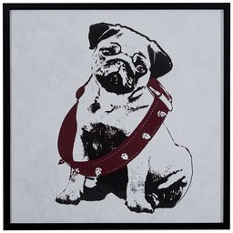 Puppy Eyed Dog in Burgundy Collar Print in Black Frame