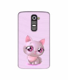 Amazon Brand - Solimo Designer Cute Pink Cat 3D Printed Hard Back Case Mobile Cover for LG G2