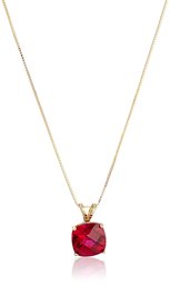 Collier avec pendentif en damier en or 14 carats (8 mm),Or jaune/rouge rubis