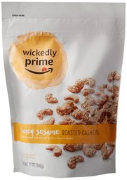 Wickedly Prime Roasted Cashews, Honey Sesame, 12 Ounce