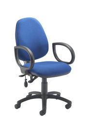 Office Hippo Physio Approved Ergonomic 2 Lever Office Chair with Fixed Loop Arms and Adjustable Lumbar Support, Fabric, Royal Blue