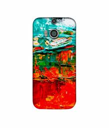 Amazon Brand - Solimo Designer Green and Orange Glass Color 3D Printed Hard Back Case Mobile Cover for HTC One M8