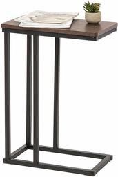 Marca Amazon - Movian Mesa auxiliar / Extremo del sofá / Mobile mesita de noche de madera MDF y metal - C-Shape Side Table SDT-L - Marrón y negro, 45 x 25,4 x 63,7 cm