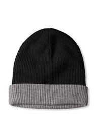 Thirty Five Kent Men's Wool/Cashmere Ribbed Reversible Hat, Black