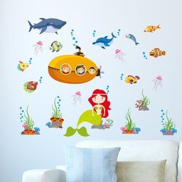 Amazon Brand - Solimo Wall Sticker for Kids' Room (Magic Under The sea, Ideal Size on Wall: 130 x 100 cm)