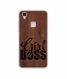 Amazon Brand - Solimo Designer Girl Boss On Wood UV Printed Soft Back Case Mobile Cover for Vivo V3