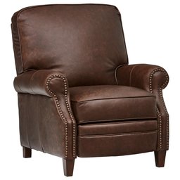 Amazon Brand – Stone & Beam Jameson Farmhouse Leather Nailhead Recliner Chair, 36