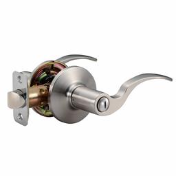 AmazonBasics Shelby Door Lever With Lock, Privacy, Satin Nickel