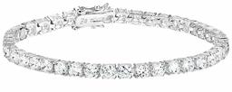 Amazon Essentials Platinum Plated Sterling Silver Round Cut Cubic Zirconia Tennis Bracelet (4mm), 7.75