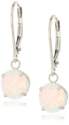 Sterling Silver Round Checkerboard Cut Gemstone Leverback Earrings (8mm)