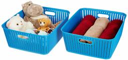 Amazon Brand - Solimo Storage Basket, Set of 2, Large, Blue