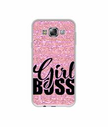 Amazon Brand - Solimo Designer Girl Boss On Pink Sparkle UV Printed Soft Back Case Mobile Cover for Samsung Galaxy E5