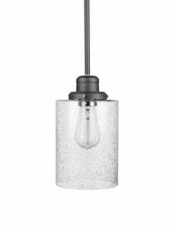 Amazon Brand - Ravenna Home Single-Light Pendant Light with Seeded Glass Shade, Vintage Edison Bulb Included, 57.1