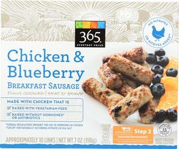 365 Everyday Value, Chicken & Blueberry Breakfast Sausage, 10 ct, (Frozen)