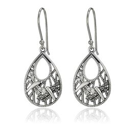 An AJC Collection (An AJC Collection) Sterling Silver Marcasite & Crystal Dragonfly Design Earrings