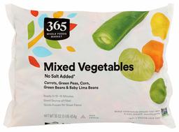 365 Everyday Value, Vegetable Medley (Carrots, Peas, Green Beans, Corn, and Baby Lima Beans), No Salt Added, 16 oz, (Frozen)