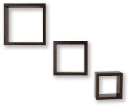 Amazon Brand - Solimo Square-Shaped Nesting Wall Shelf, Set of 3 (Matte Finish, Wenge)