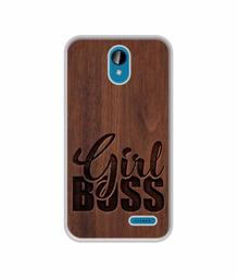 Amazon Brand - Solimo Designer Girl Boss On Wood UV Printed Soft Back Case Mobile Cover for Intex Lions 6