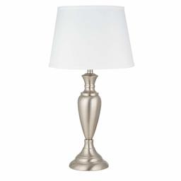 Amazon Brand – Ravenna Home Traditional Metal Buffet Table Lamp With LED Light Bulb - 24.25 Inches, Brushed Nickel