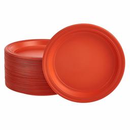 AmazonCommercial Plastic Plate 7 Inch, Red, Pack of 125