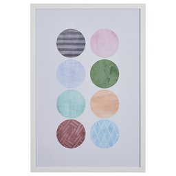 Amazon Brand – Rivet Patterned Color Circles Wall Art in White Frame, 26