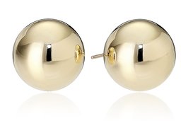 Amazon Essentials Yellow Gold Plated Sterling Silver Polished Ball Stud Earrings (10mm)