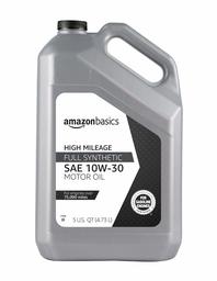 AmazonBasics High Mileage Motor Oil - Full Synthetic - 10W-30-5 Quart